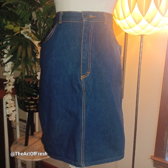Vintage Y2K 80s Gitano Denim Skirt Jean Pockets Button Zip - Picture 4 of 10